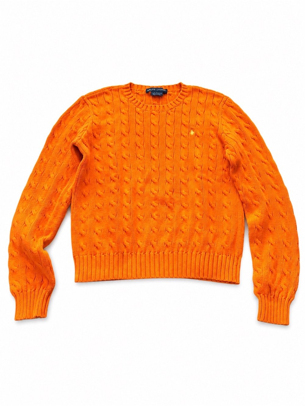 Ralph Lauren Bright Orange Cable Knit Sweater